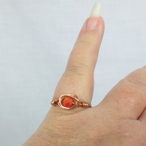 New Copper Wrapped Sun Crystal Hand Crafted Ring - Picture 1 of 9